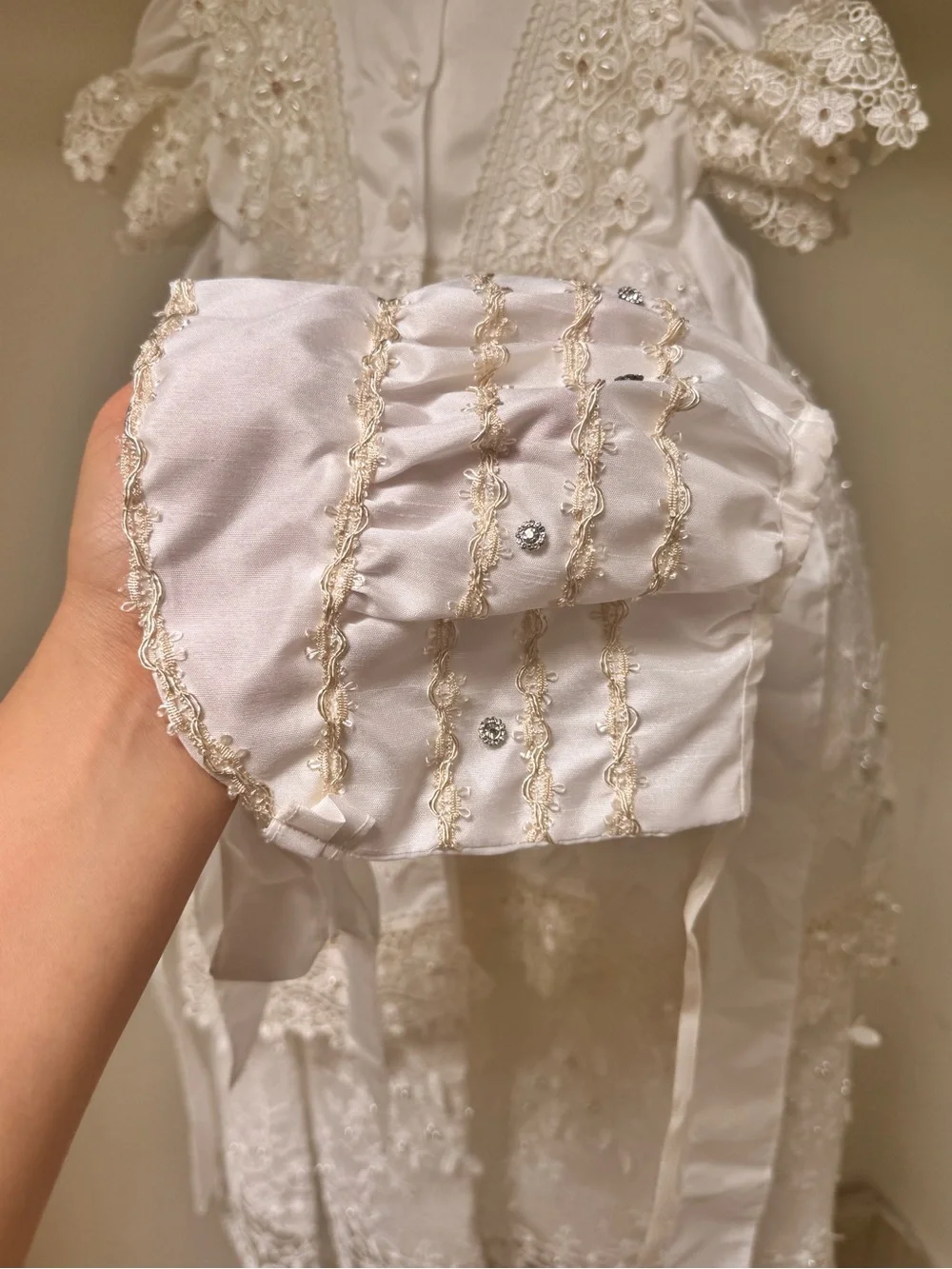 Ivory Lace Floral Christening Gown